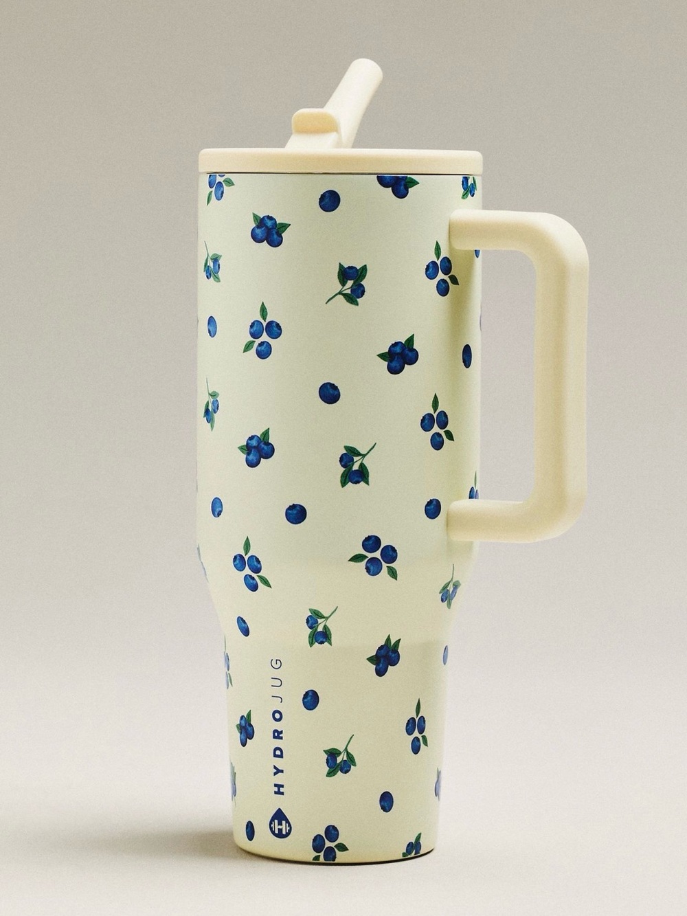 HydroJug 32 oz Traveler Water Bottle Blueberry Print Cream Tumbler